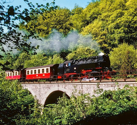 Dampfzug auf Viadukt